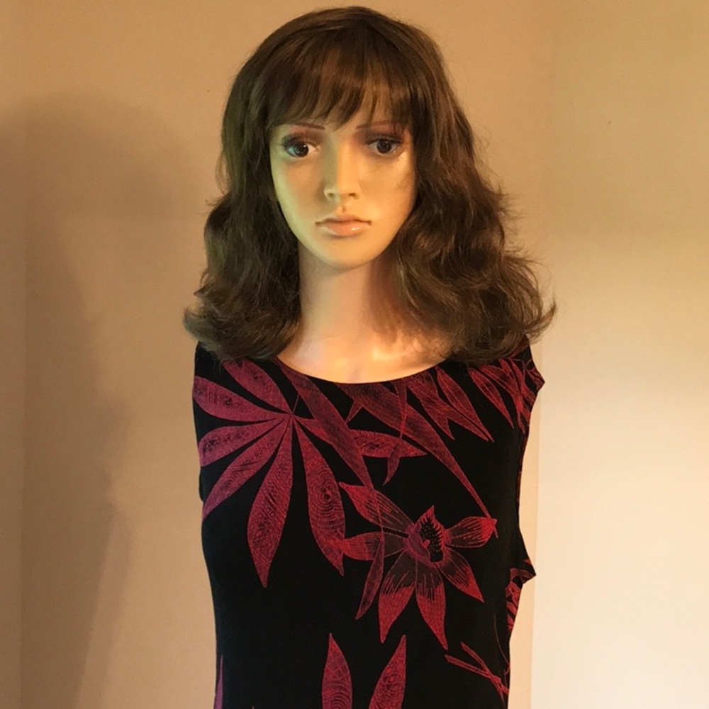 Long Black And Pink Floral Dress